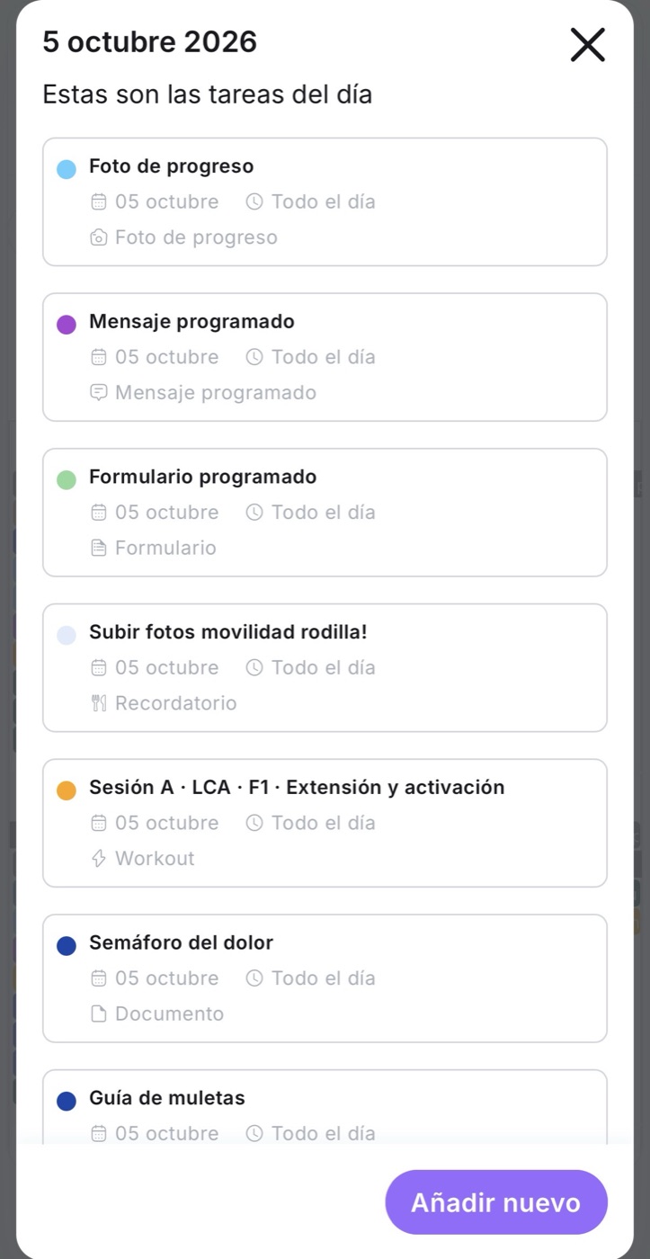 Tu programa y las tareas del día en la app